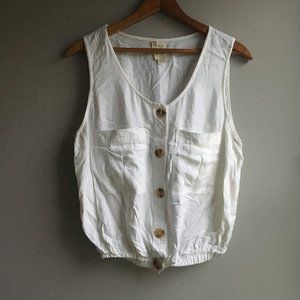 Japna white button down sleeveless crop top